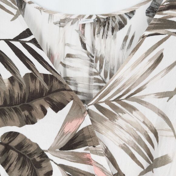 Old Navy Waist Defined Cross Front Crepe Dress Size XL White Palm Print Tropical - Picture 7 of 15